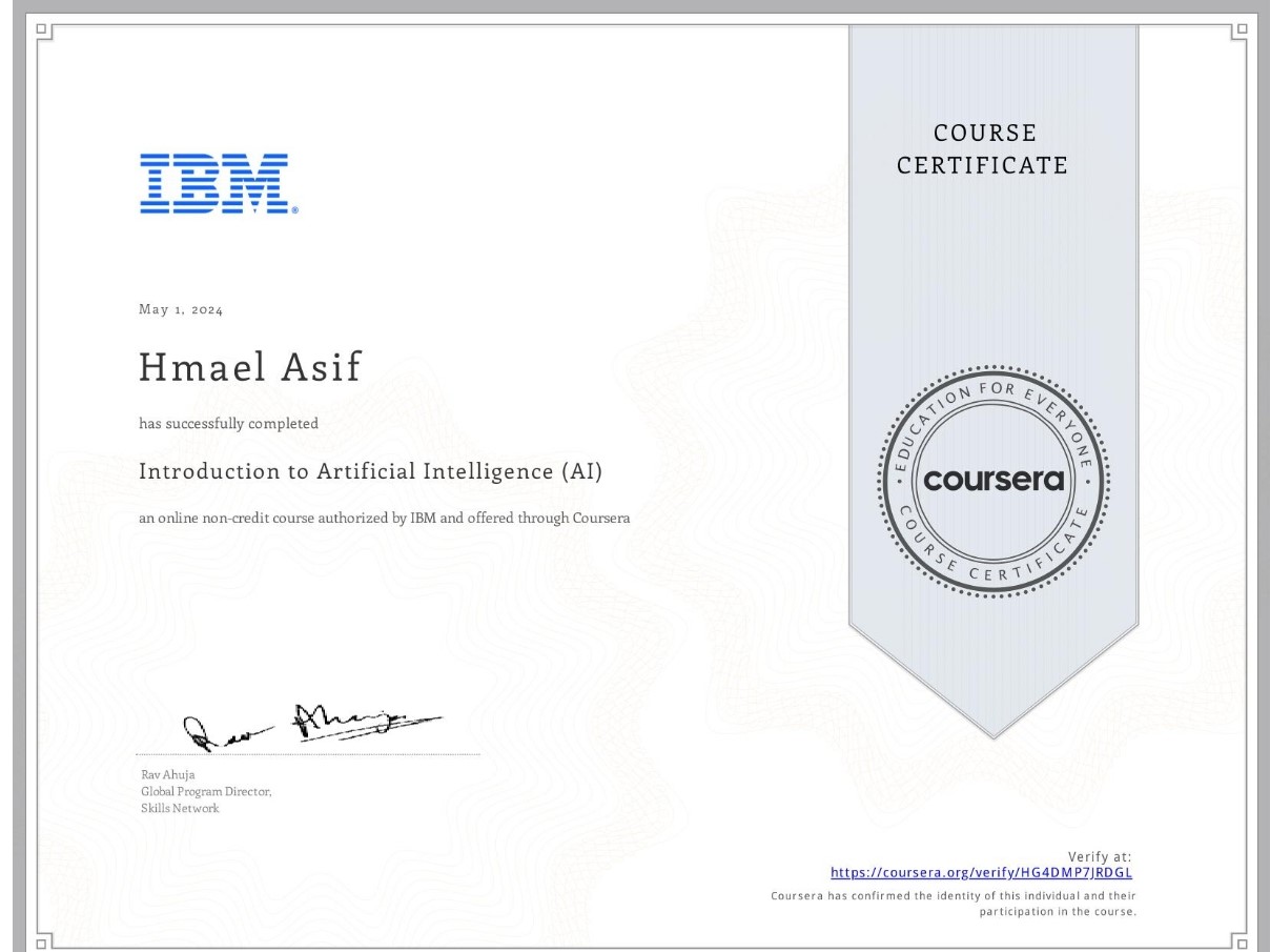 hmael asif certification